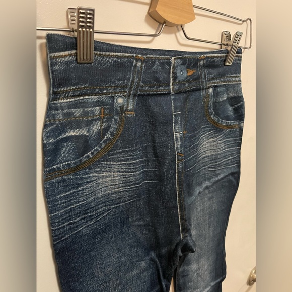 Fake Jeans Fleece Lined Leggings, One Size Fits Most - Picture 2 of 3